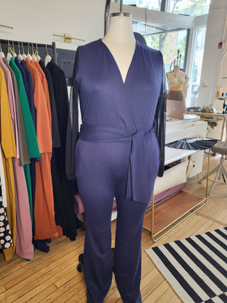 Long Sleeve Faux Wrap Jumpsuit
