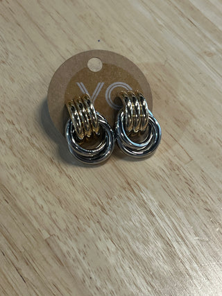 Chunky Gold and Silver Knot Earrings
