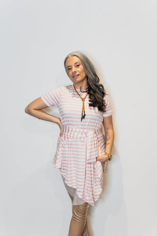 Asymmetrical Peplum Wrap Tee - DISC