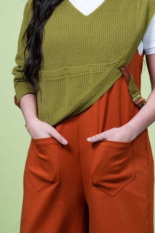 Asymmetrical Sweater with Leather Detail