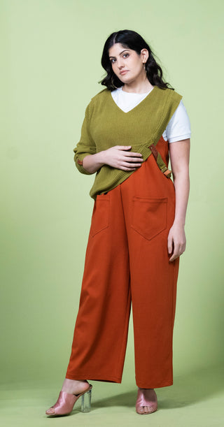 Asymmetrical Sweater with Leather Detail