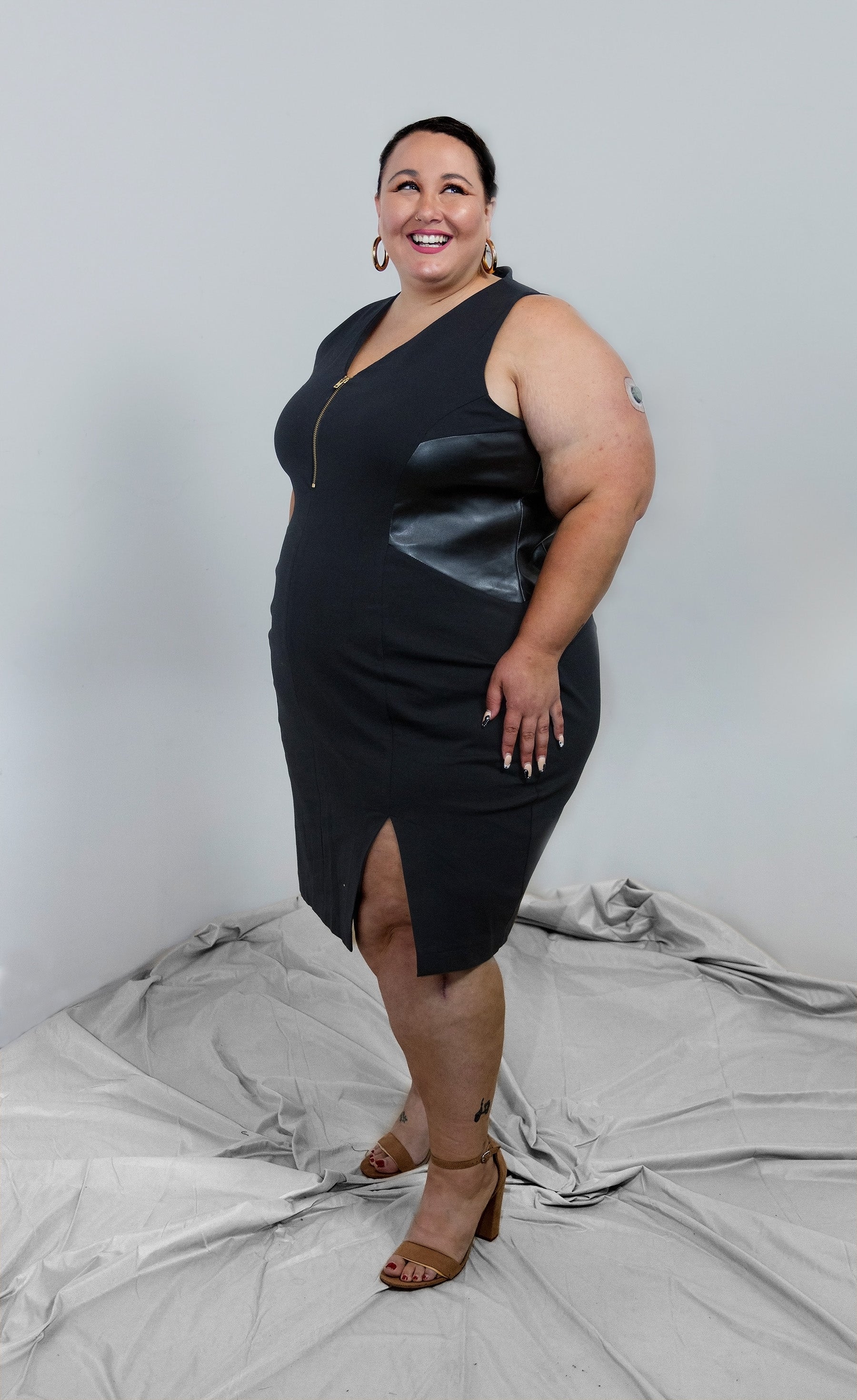 Body-con Dress 5X/6X / Hunter Green w/ Black faux leather Body-con Dress 5X/6X / Hunter Green w/ Black faux leather