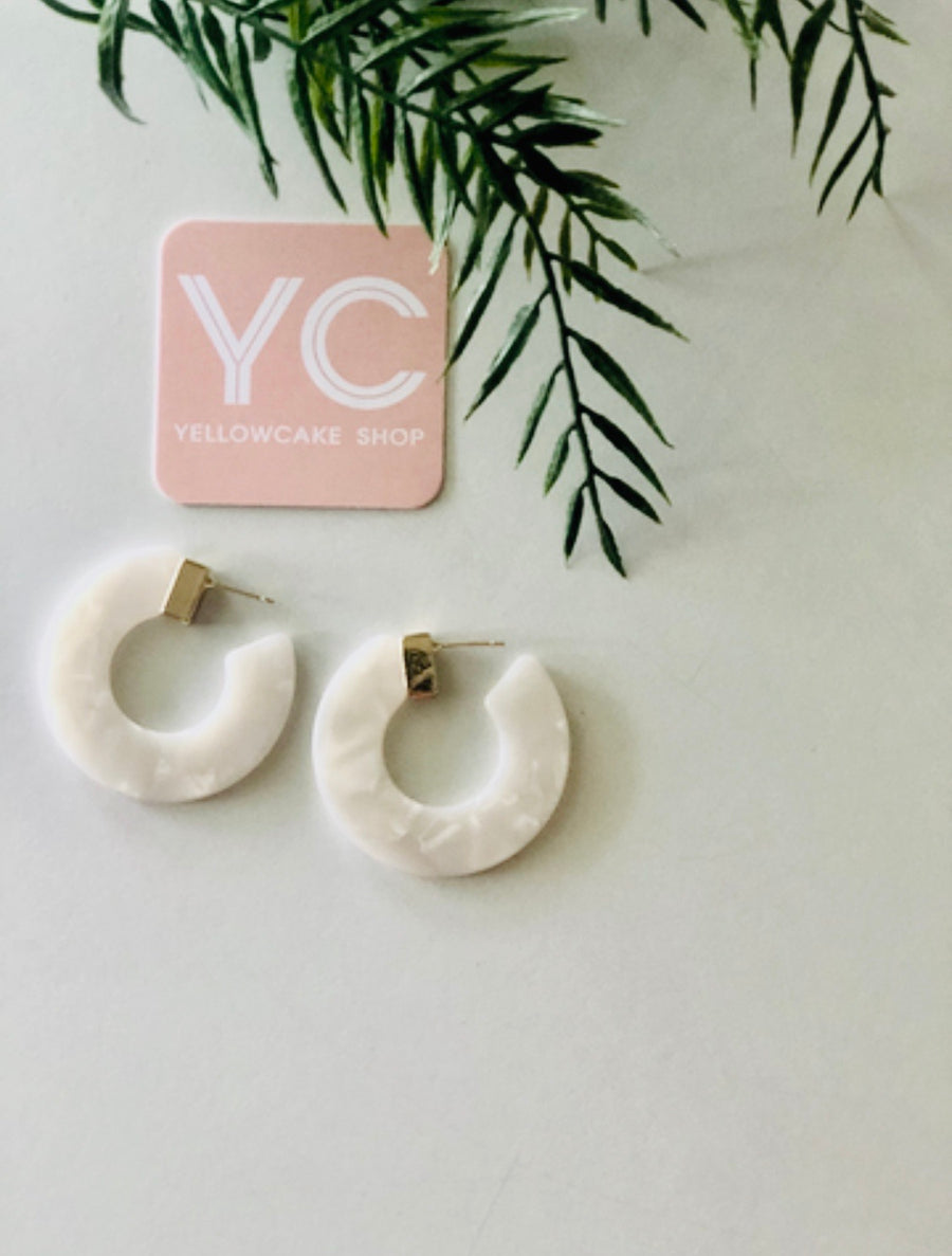 White Acrylic Hoops - Yellowcake Shop