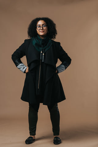 Tri-Fold Coat with Leather Trim - Yellowcake Shop