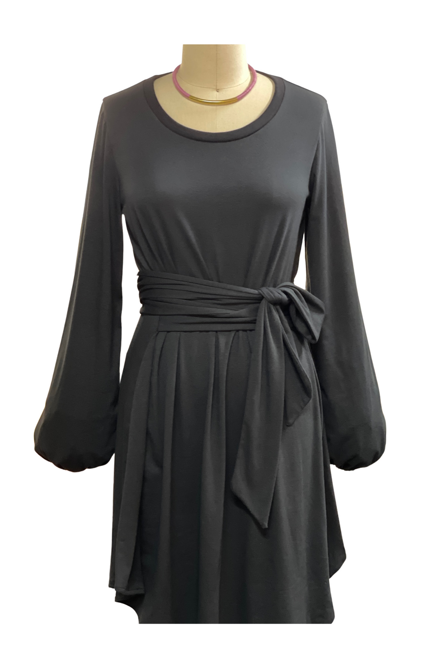 Long Sleeve Peplum Wrap Dress