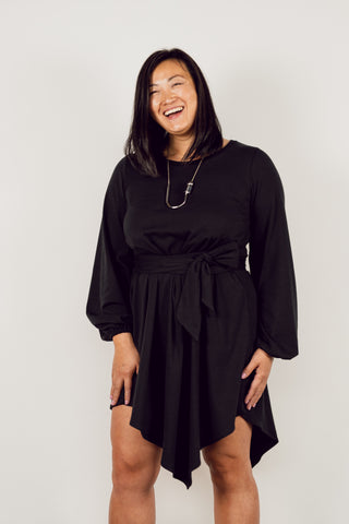Long Sleeve Peplum Wrap Dress