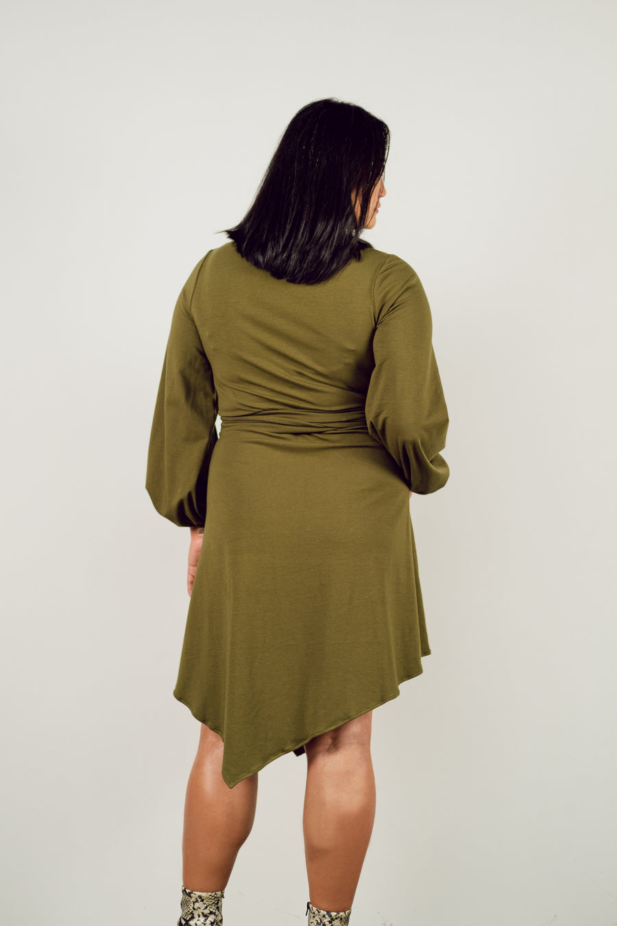 Long Sleeve Peplum Wrap Dress