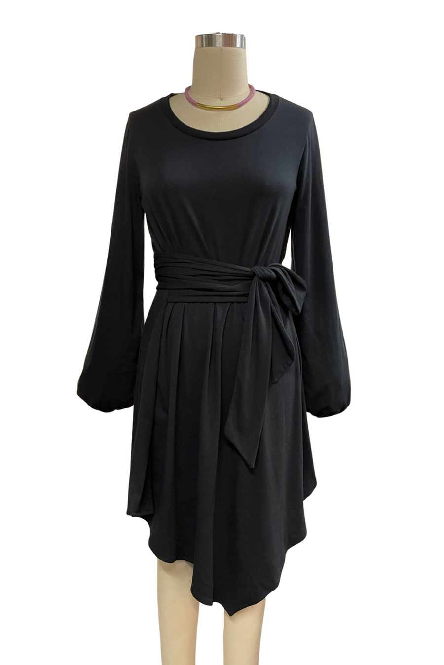 Long Sleeve Peplum Wrap Dress