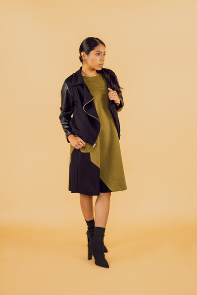 Midi Length T-Shirt Dress 2X/3X / Navy w/ Black